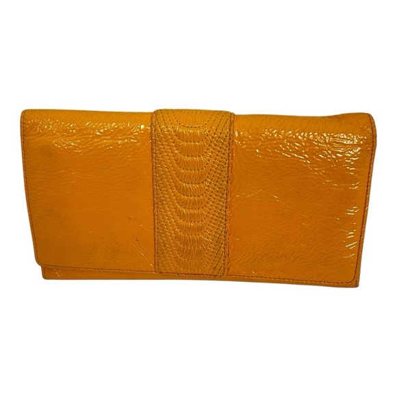 Hobo International Large Patent Leather Women's Clutch Wallet | Orange Y2k - Picture 1 of 15